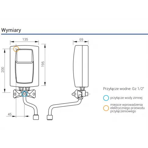 Durchlauferhitzer KOSPEL EPS2 - 3,5.TWISTER.PL 3,5kW / 230V~ Hydro