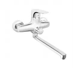 Ferro Tiga - bateria umywalkowa ścienna z przyłączem natrysku, wylewka 22 cm, chrom