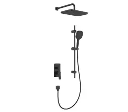 KFA Malaga podtynkowy zestaw prysznicowy z baterią 3 funkcyjną i natryskiem przesuwnym, czarny