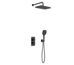 KFA Malaga podtynkowy zestaw prysznicowy z baterią termostatyczną 3 funkcyjną, czarny