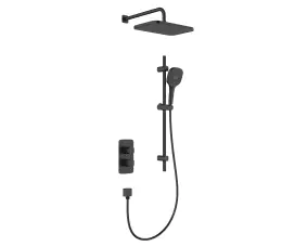 KFA Malaga podtynkowy zestaw prysznicowy z baterią termostatyczną 3 funkcyjną i natryskiem przesuwnym , czarny