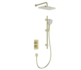 KFA Malaga podtynkowy zestaw prysznicowy z baterią termostatyczną 3 funkcyjną i natryskiem przesuwnym , Złoty