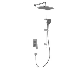 KFA Malaga podtynkowy zestaw prysznicowy z baterią 3 funkcyjną i natryskiem przesuwnym, metaliczny szary