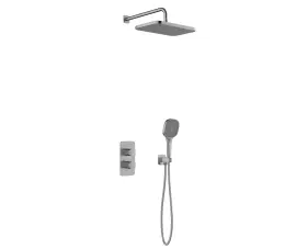 KFA Malaga podtynkowy zestaw prysznicowy z baterią termostatyczną 3 funkcyjną, metaliczny szary